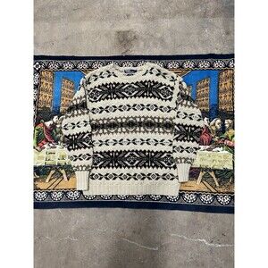 Vintage Polo Ralph Lauren 100% Wool Hand Knit Sweater Aztec Fair Aisle Western